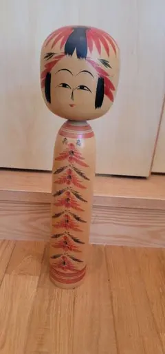 E-4 【希少】特大 創作こけし 香村作 36cm 紅葉 彫刻 昭和レトロ 民芸