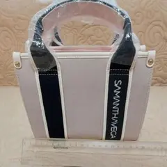 Samantha Vega ロゴテープキャンバストートバッグ(ミニ) グレー