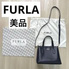 美品 FURLA 2wayバッグ　ダークネイビーのサムネイル
