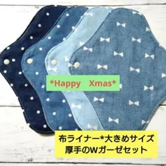 Happy　Xmas*布ライナー*大きめサイズ*厚手のWガーゼセット