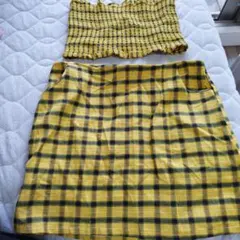 チェック柄 セットアップ ビスチェ スカート