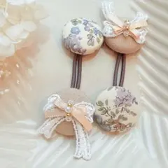297✾︎ ハンドメイド　ヘアゴム2個セット　22㎜くるみボタン　リバティ