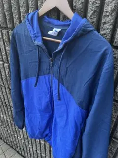 STARTER ナイロンパーカー L 青 切替 フード ジャケット