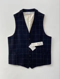 ✨新品未使用タグ付き✨メンズ　ベスト　フォーマル　ネイビー　格子柄　M