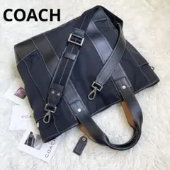 未使用級 COACH フィールドトート 黒 ブラック A4収納 PC収納 レザー