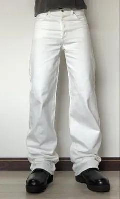 white straight denim jeans