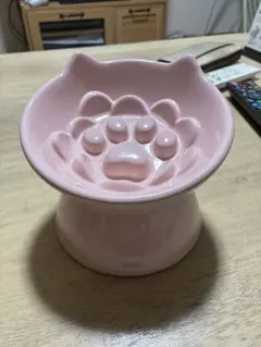 早食い防止 食器 陶器 レア 猫 小型犬 皿 犬 フードボウル 斜め ピンク