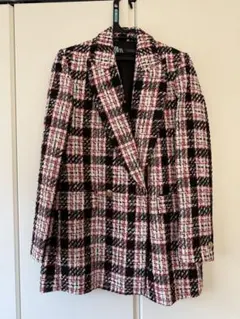 ZARA チェック柄 ダブルブレストコート