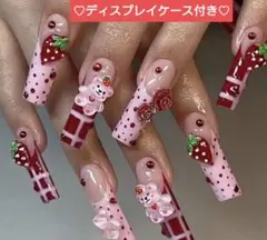 ネイルチップ　秋冬ネイル　地雷ネイル　痛ネイル　平成女児　ケース付きネイル