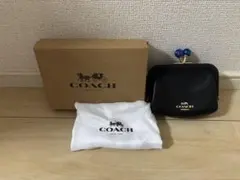 COACH ブラック レザー コインケース
