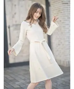 新品未開封＊トッコ　ベルスリーブリボンニットワンピース　ハートネックデートコラボ