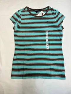 新品 キッズ TommyHilfiger ボーダー Tシャツ グリーン 1104