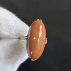 【22】天然石　珊瑚？　レトロリング　レトロ感　ヴィンテージ　14号