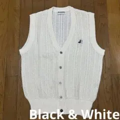 Black & White ニット Vネック ベスト ホワイト