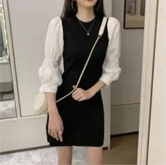 【新品未使用】ワンピース　モノトーン　デート