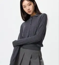 こ*ん様 UNIQLO グレー メリノポロセーターXS