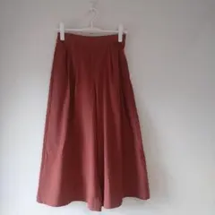 しまむら 赤茶色 ワイドパンツ