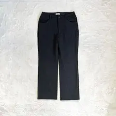 スラックス ダークグレー ハイウエスト きれいめ 秋冬 オフィス 伸縮性 美脚