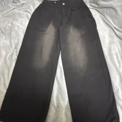 黒デニムワイドパンツ ハイウエスト