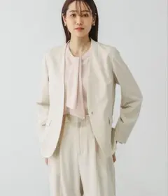 GLOBAL WORK ウツクシルエット ノーカラージャケット・テーパードパンツ