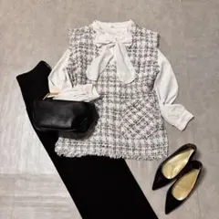 セレモニー ツイードジレ きれいめ ママスーツ オフィスカジュアル フォーマル