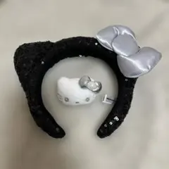 USJ ユニバ　キティ　カチューシャ　リング　スパンコール　黒