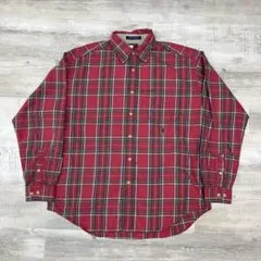 古着 90年代 Tommy Hilfiger トミー チェックシャツ 赤 L