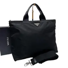 プラダ ナイロン×レザー 三角プレートロゴ トート ハンド ショルダー バッグ