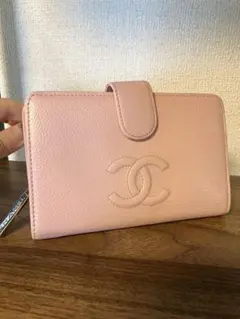 CHANEL ココマーク キャビアスキン Wホック 折財布 ピンク - メルカリ