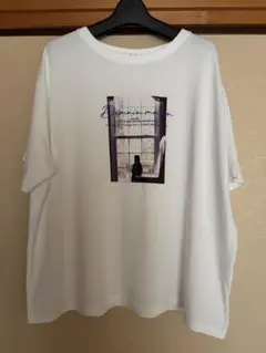 猫フォトプリント Tシャツ ホワイト