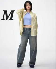 GU　ジーユー　バレルレッグジーンズ　M　67BLUE