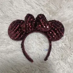ミニー耳カチューシャ 赤色 スパンコール