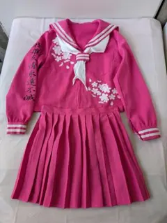 d*9様 桜刺繍 ピンク セーラー服 Sサイズ　卒ランセーラー カラーセーラーに明日への桜の刺繍 | 店長ブログ｜変形学生服・特攻服