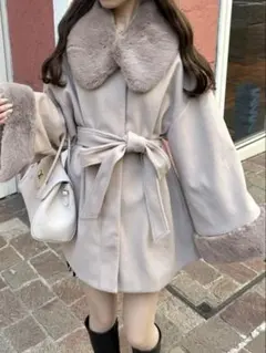 グレイル 三上悠亜 リボンベルトファーティペット付フレアコート k9335f