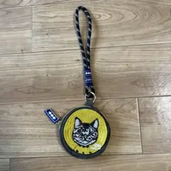 D.CAT 猫刺繍 CIRCLE POUCH サークルポーチ グレー系