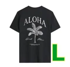 新品 ハワイアン パームツリー ヤシの木 半袖 Tシャツ 黒 L フラダンス 海のサムネイル