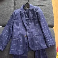 キッズ フォーマルスーツ ネイビー チェック柄