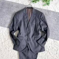 上品　ロロピアーナ　チャコールグレー　スーツ　セットアップ　メンズ　無地