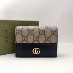 GUCCI グッチ マーモント 二つ折り財布 ブラック　極美品　0221-①