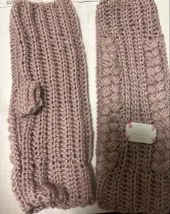 ピンク ニット アームカバー フリーサイズ