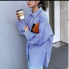 ungrid アングリッド　ストライプルーズシャツ　オーバーサイズシャツ