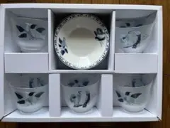 HOYA YUKIKO HANAI 冷茶グラスと小皿セット　 鳥と葉模様