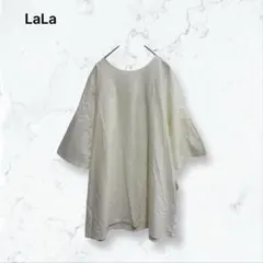 t205 ララ 新品 チュニック オーバーサイズ 白 L-LL 五分袖 春夏