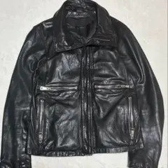 vintage シングルライダースジャケット 短丈 シープ 本革 羊革 M