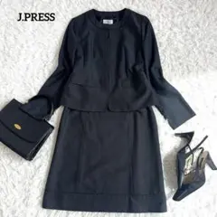 美品☆ ジェイプレス　ノーカラージャケット　スカートスーツ　ネイビー　11号