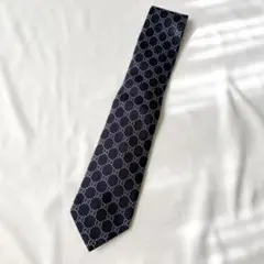極美品 グッチ GG柄 ネクタイ 上品コーデ お洒落 シルク100% ネイビー