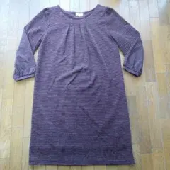 赤黒ストライプ 長袖ワンピース