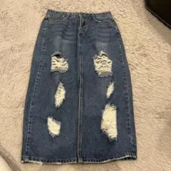 インディゴブルーダメージデニムスカート