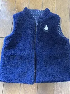 【1シーズン利用】ファミリアネイビー ドット柄 フリースベスト　familiar