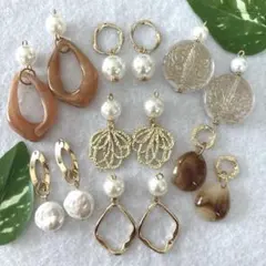 #041 ハンドメイドピアス　イヤリング　７点セット